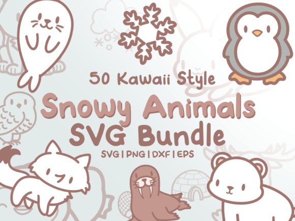 Download Snowy Animals SVG Illustrations - Snow Collection