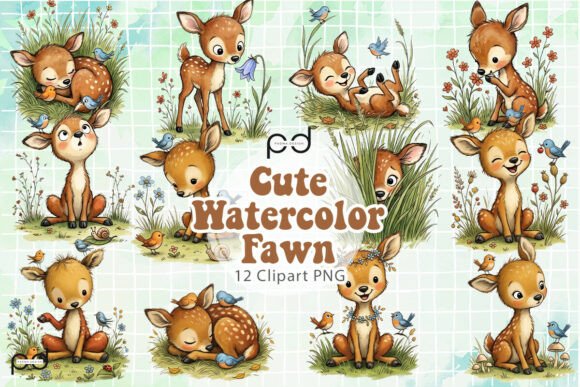 Download Cute Watercolor Fawn Graphics - Graphic Collection
