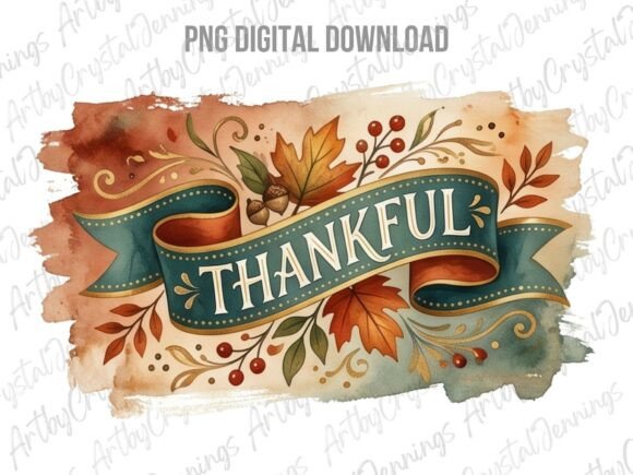 Download Watercolor Thankful Fall Clipart PNG - Thankful Collection