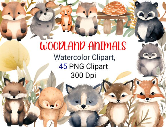 Download Woodland Creatures Watercolor Forest PNG - Woodland creatures Collection