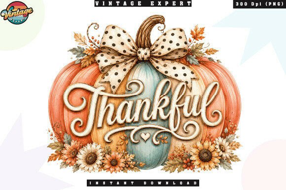 Download Thankful Pumpkin Floral Autumn PNG - Thankful Collection